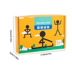 Educational Wooden Man Toy for Kids, Creative Pattern Sports Intelligence Toy