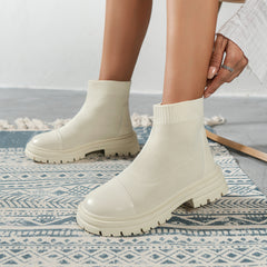 Women's Knit Platform Slip On Sock Boots