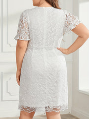 Lace Sleeve V Neck Waist Dress