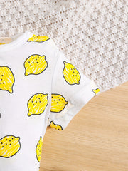 Summer Lemon Printed Cotton Jumpsuit for Infants