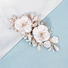 Flower Charm Hair Comb Rhinestone Pearl Bridal Wedding Headwear
