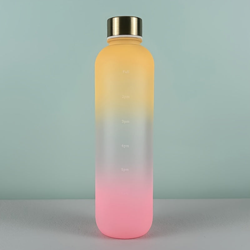 1L Leakproof Frosted Plastic Water Cup with Time Marker for Fitness Sports