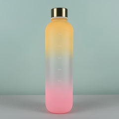 1L Leakproof Frosted Plastic Water Cup with Time Marker for Fitness Sports