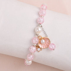 Girls Crystal Princess Bracelet With Shell Faux Pearl Decor