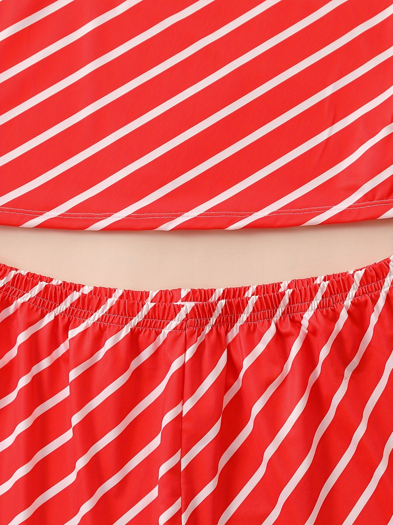Striped Print Pajama Set V Neck Cami Top & Shorts Women's Sleepwear