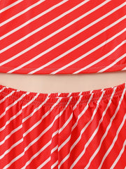 Striped Print Pajama Set V Neck Cami Top & Shorts Women's Sleepwear