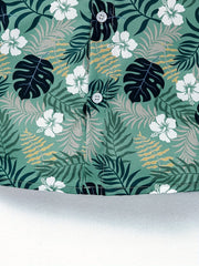 Boys Flower & Leaf Shirt Tops Short Sleeve Button Down Casual Summer