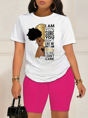 Cartoon Figure Print Top & Shorts Set
