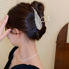 Large Hair Claw Clip Rhinestone Angel Wing Hair Clip