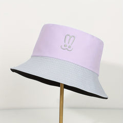 Embroidered Bunny Ears Bucket Hat Rabbit Block Sun Hat Cotton Sunscreen Fishing