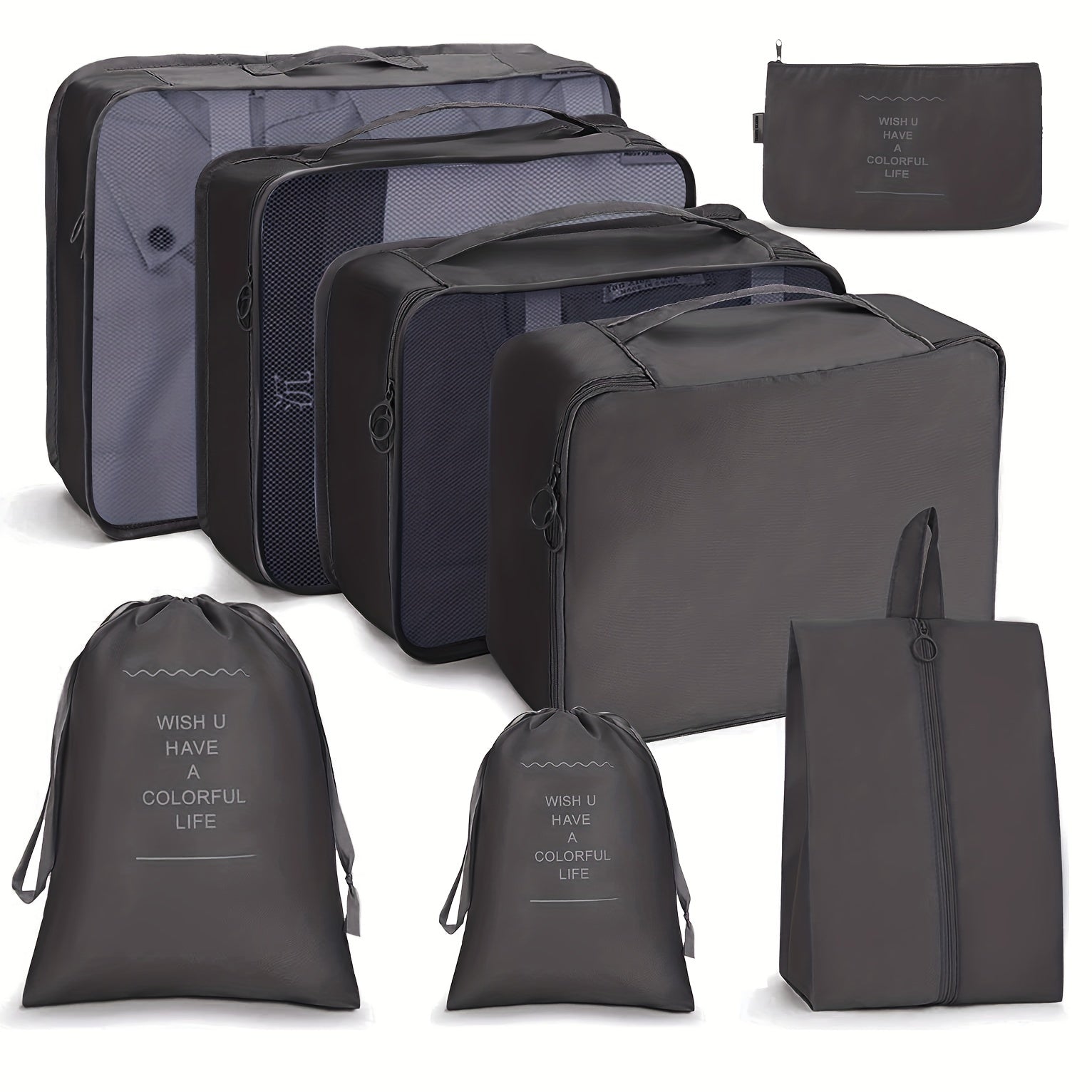 8 Set Packing Cubes For Suitcases Luggage Storage Bags Portable