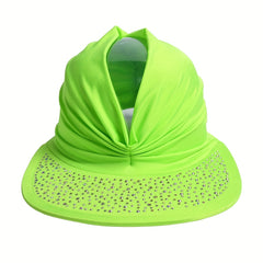 Rhinestone Ponytail Visor Cap Bright Candy Sun Hat Wide Brim Cycling Sports Base