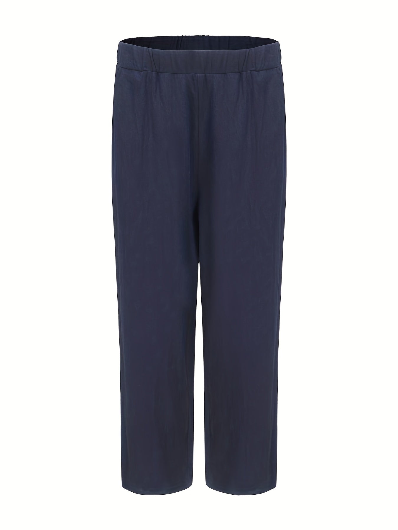 Minimalist Wide Leg Pant Solid Color Casual Elastic Waist