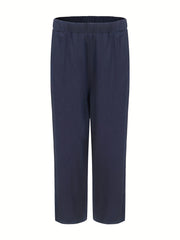Minimalist Wide Leg Pant Solid Color Casual Elastic Waist