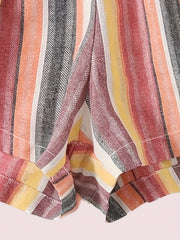 Striped Elastic Waist Shorts for Women