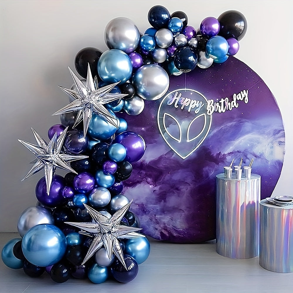 98pc Silvery Balloon Arch Set Navy Silver Birthday Baby Shower Boy Wed
