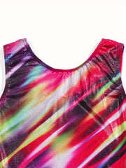 Girls Tie Dye Dancing Suit Stretchy Jumpsuit Romper Gymnastics Practice