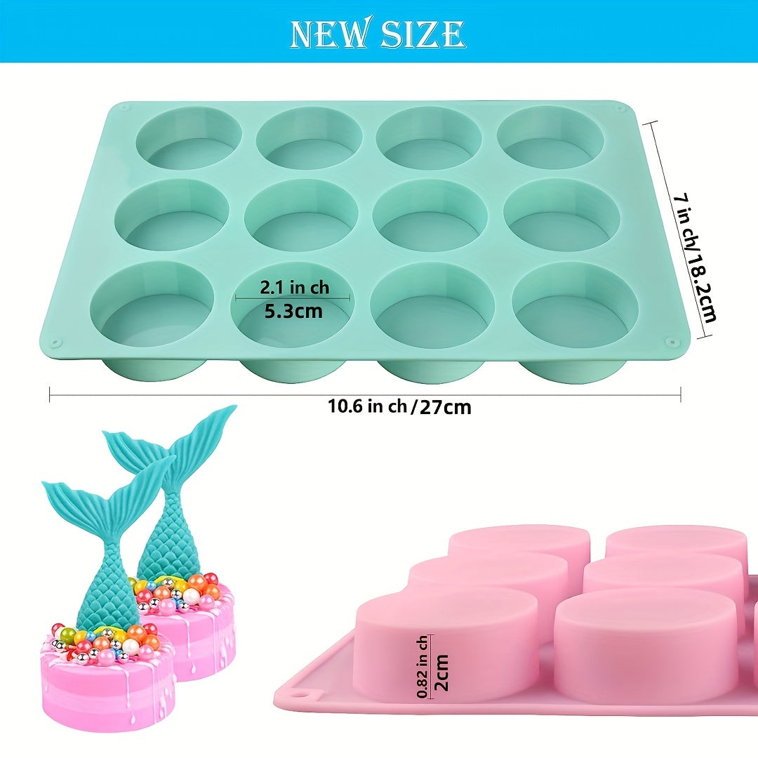 2Pcs Round Chocolate Cookie Resin Molds 12 Cavity Cylinder Silicone Molds