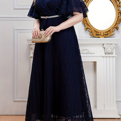 Solid V Neck Maxi Party Dress With Belt