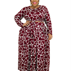 Women's Graphic Print Crop Top & Wide Leg Pants 2pcs Set