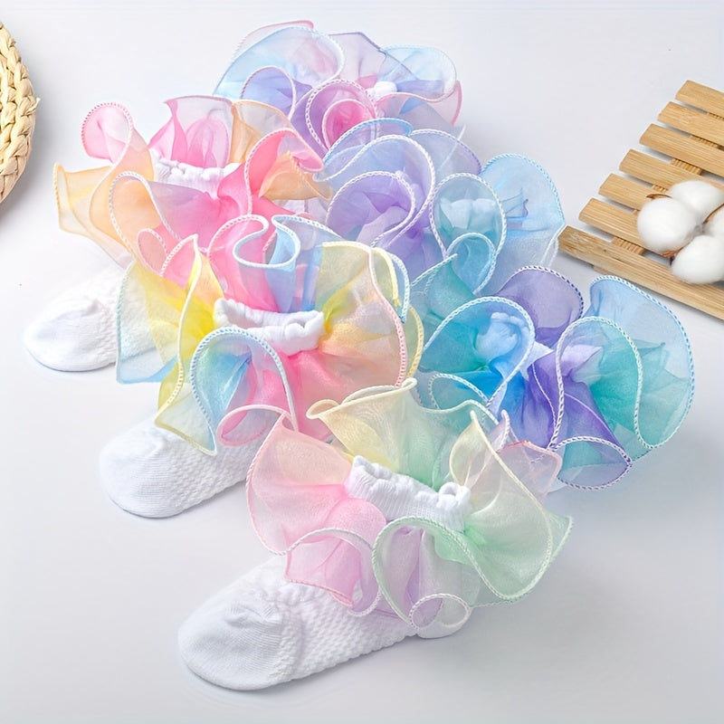 6 Pairs Rainbow Lace Dance Socks for Girls Kids