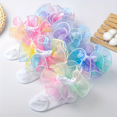 6 Pairs Rainbow Lace Dance Socks for Girls Kids