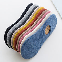 10 Pairs Invisible No Show Socks Low Cut Liner Non Slip Solid Cotton Socks
