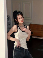 5pcs Letter Print Tank Tops Sleeveless Crew Neck Top Women's Lingerie