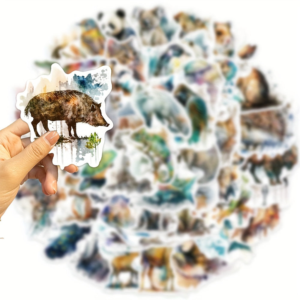 50pcs Waterproof Animal Stickers Cat Dog Tropical Rainforest Vinyl Stickers