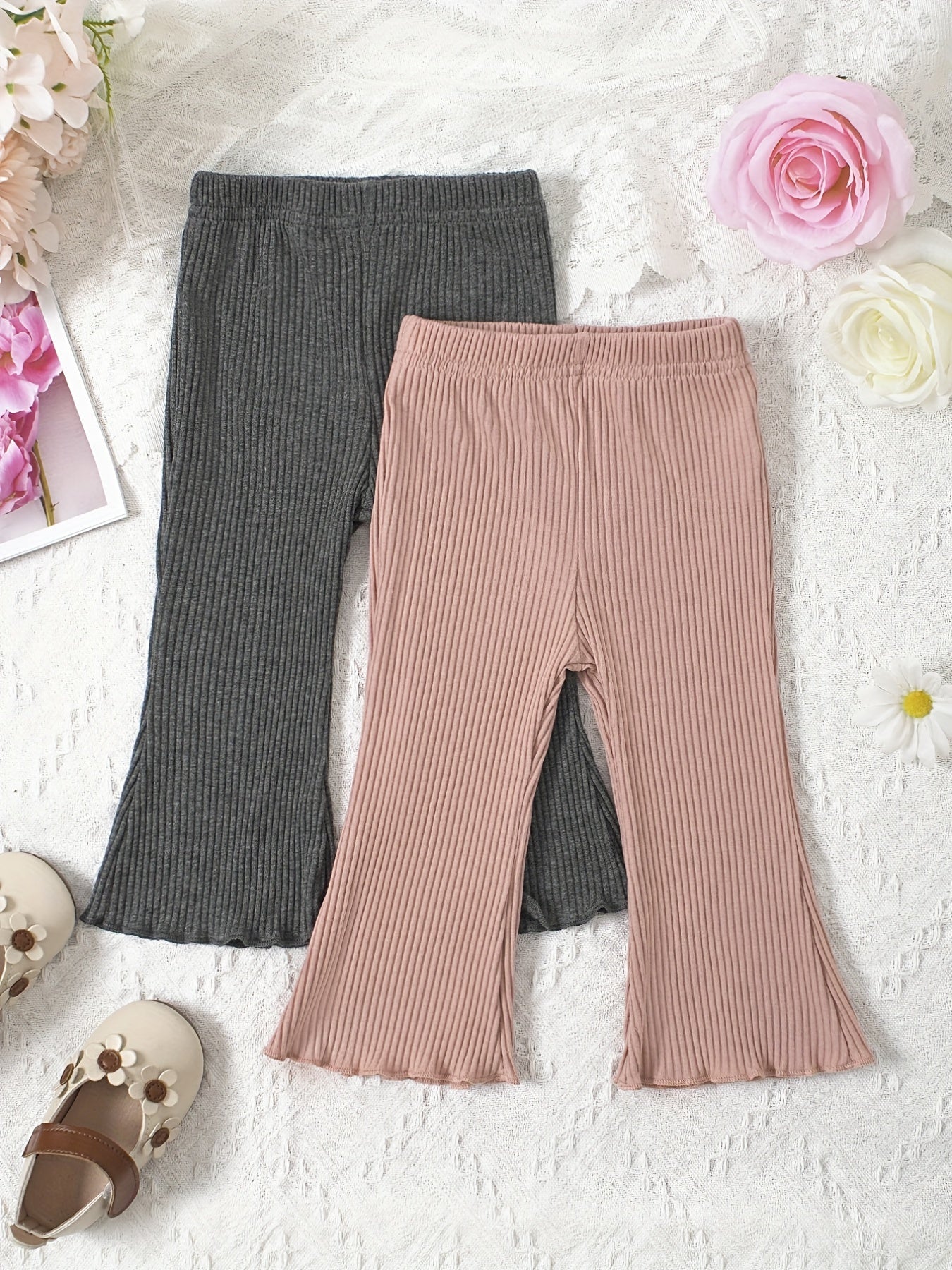 Ruffle Trim Flared Pants 2pcs Set