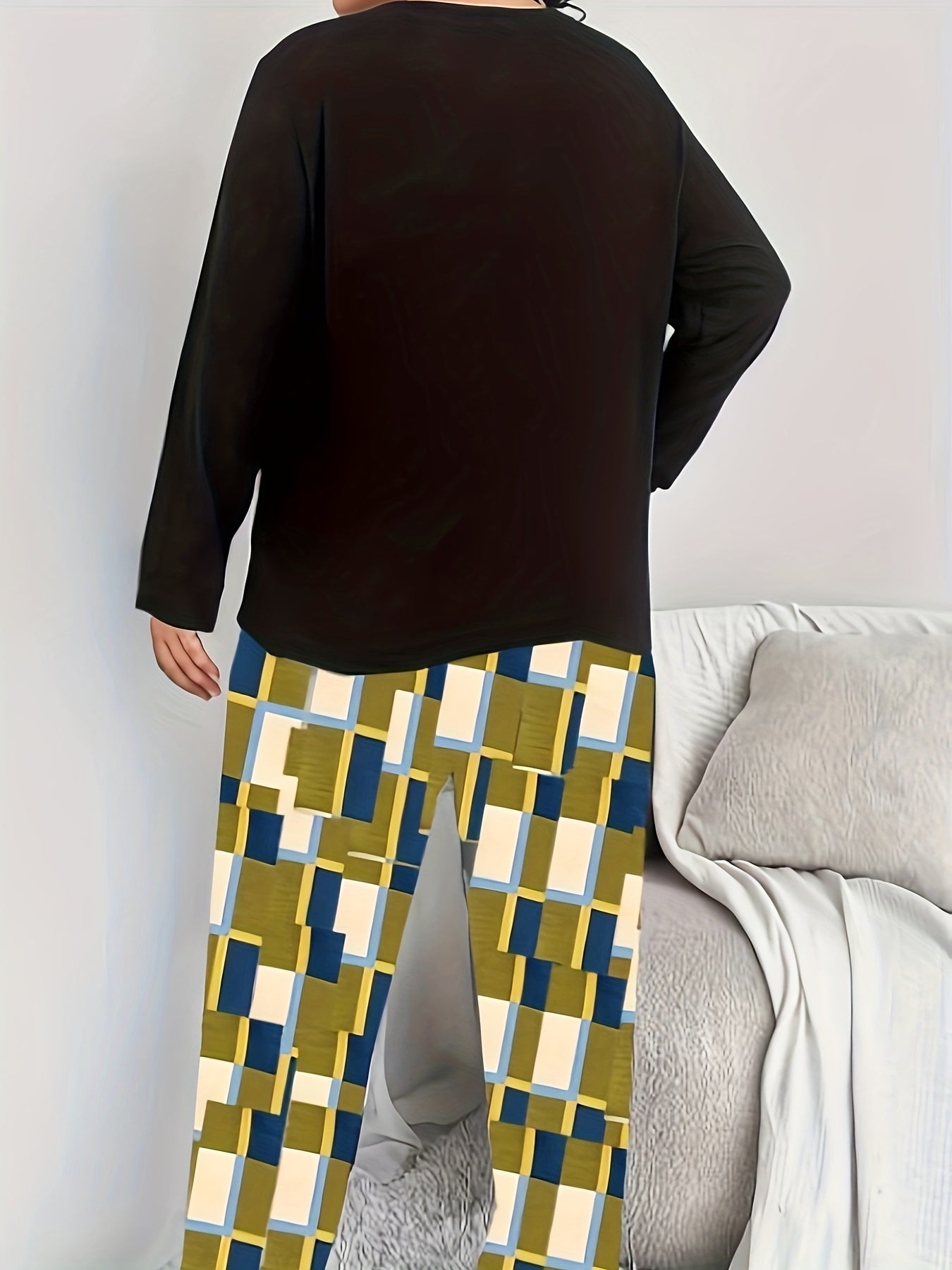 Women's Plus Dwarf & Slogan Print Loungewear Top