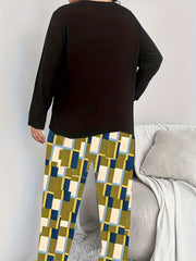 Women's Plus Dwarf & Slogan Print Loungewear Top