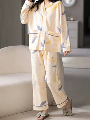 Floral Print Pajama Set Long Sleeve Top & Pants