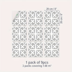 Peel Stick Floor Tile Moroccan Gray Mosaic Look Waterproof PVC Tile Sticker
