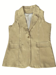 Sleeveless Lapel Blazer & Stylish Tops For Women