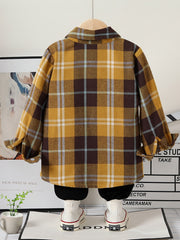 Plaid Shirt Button Down Lapel Long Sleeve Kids Clothes