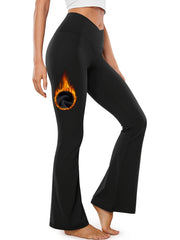 Women's Fleece Lined Bootcut Yoga Pants Cross Waist Leggings