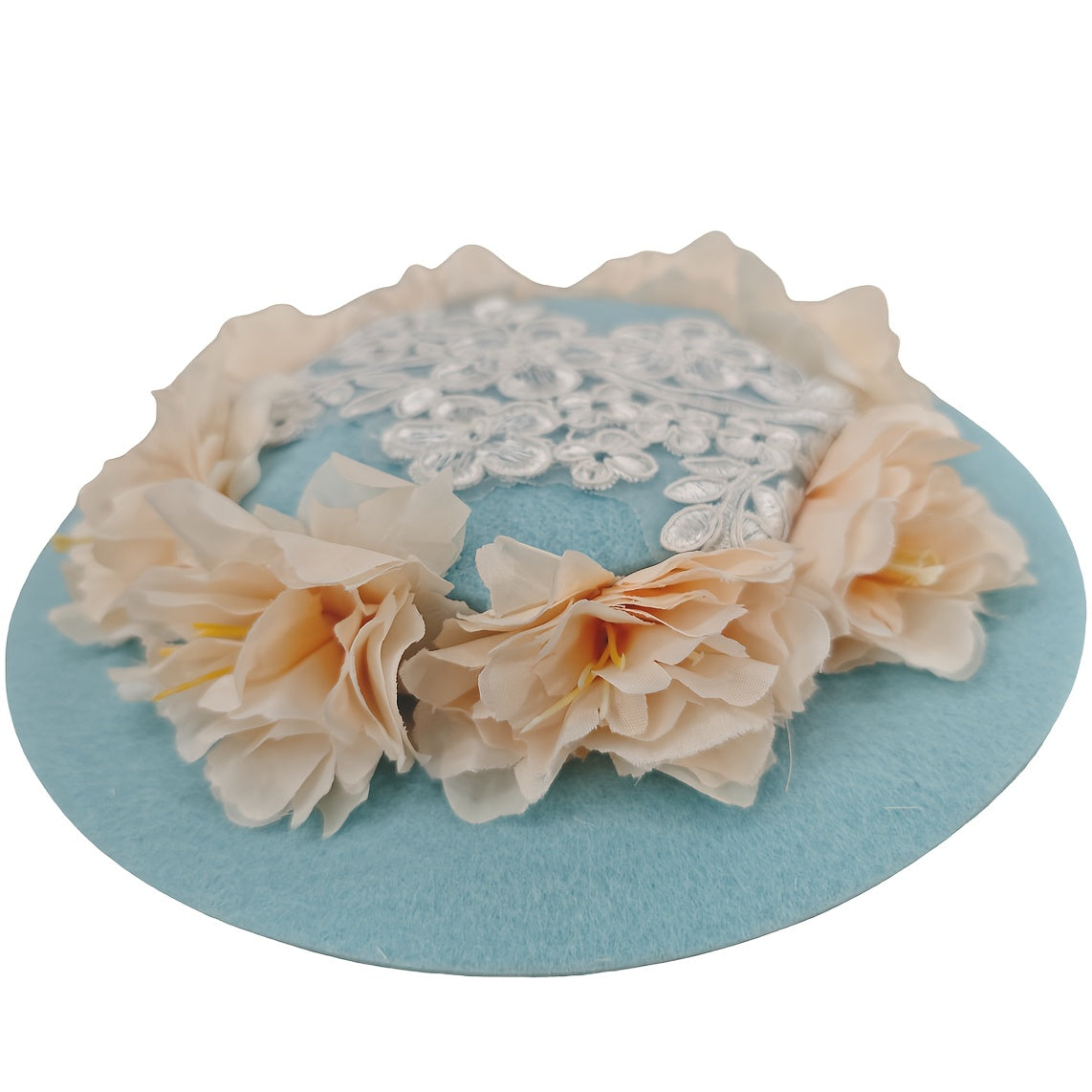 Lace Bride French Frollop Hat with Floral Accents