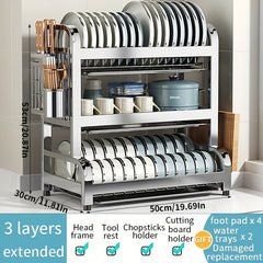 304 Stainless Steel Kitchen Dish Drain Rack for Home Kitchen