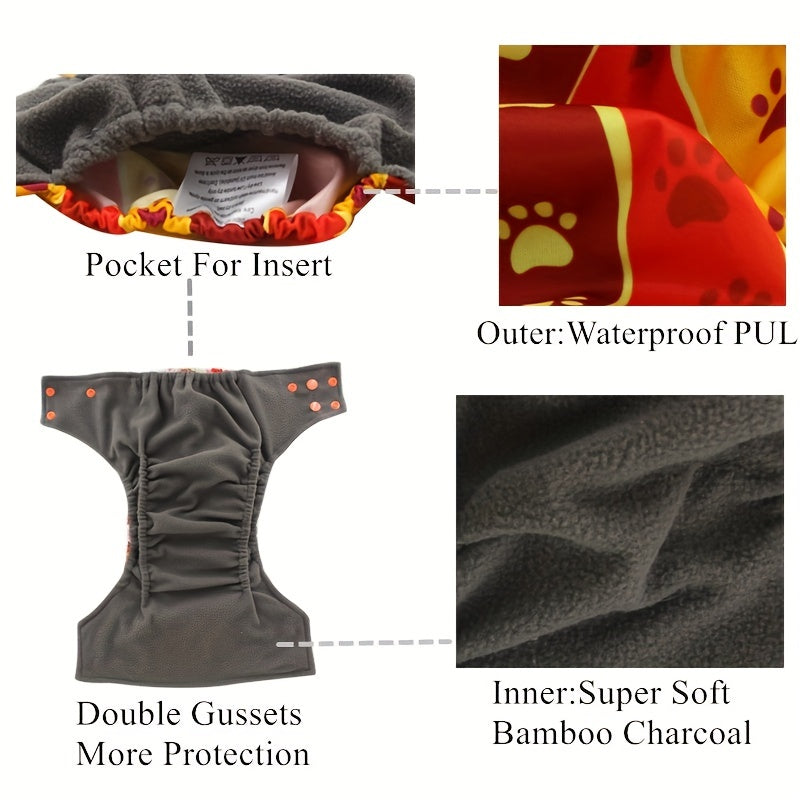 1pc Reusable Adjustable Washable Diaper + Bamboo Charcoal Insert