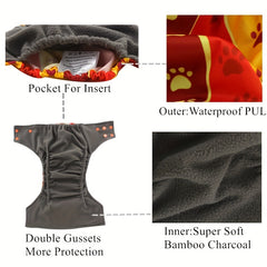 1pc Reusable Adjustable Washable Diaper + Bamboo Charcoal Insert