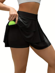 2 in 1 Ruffle Skirt With Shorts Inner Pocket Tennis Golf Skirts