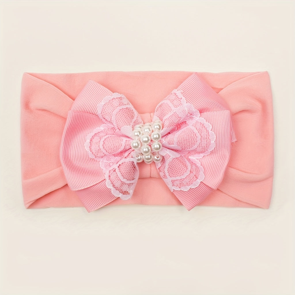 Fall Pearl Nylon Bow Baby Headband