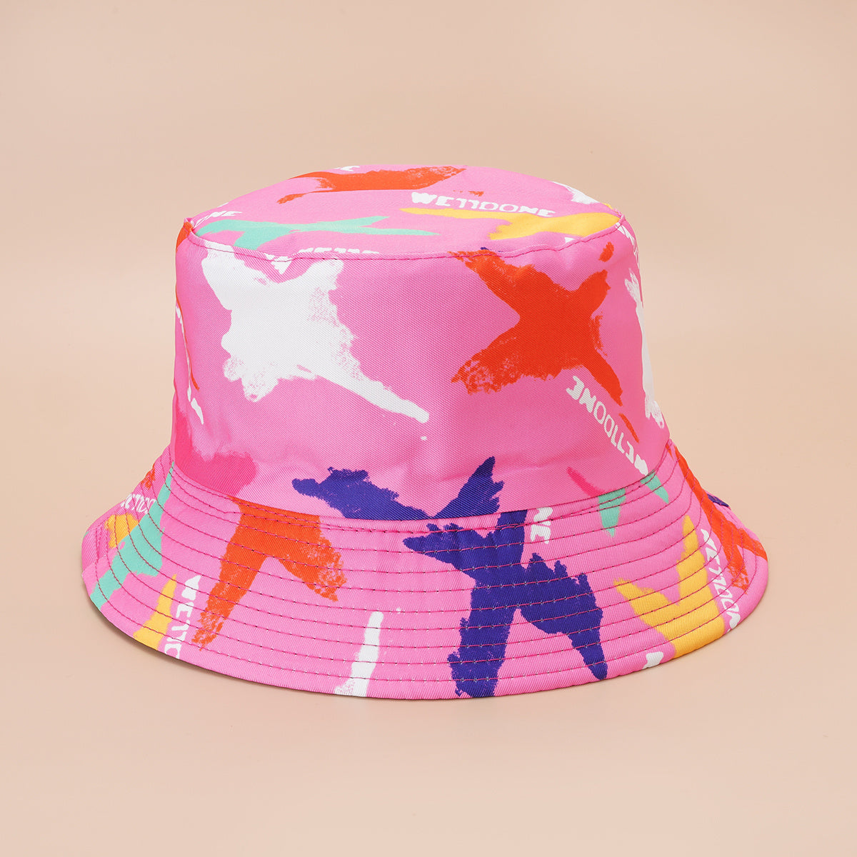 Red Fork Bucket Hat Tie Dye Double Sided Sunshade Fisherman Cap