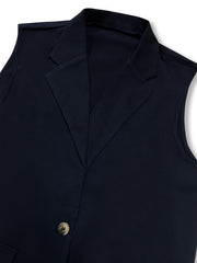 Women's Single Breast Button Tunic Blazer Vest