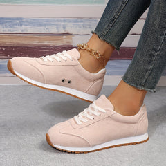 Women's Solid Platform Sneakers Casual Lace Up Outdoor Shoes
