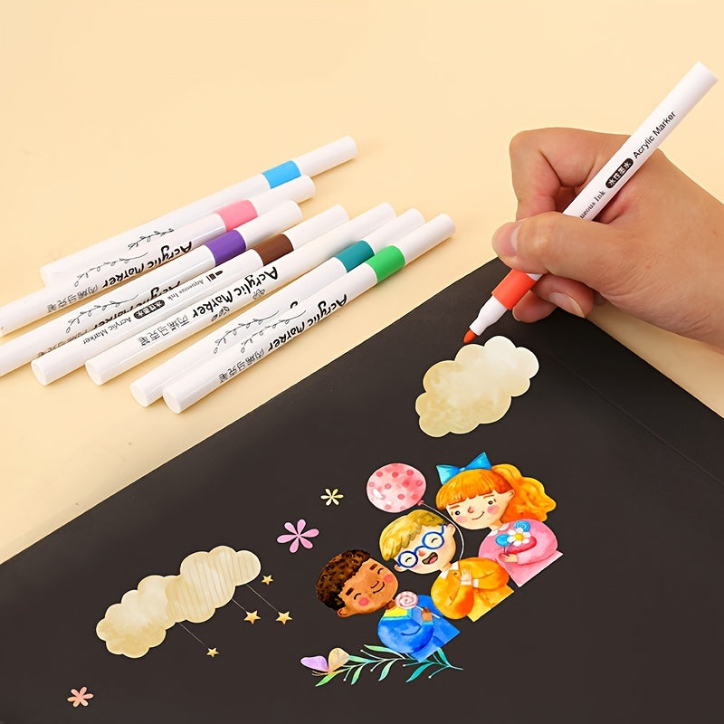 Acrylic Paint Pen Set 12 24 Colors Waterproof & Non Toxic Washable