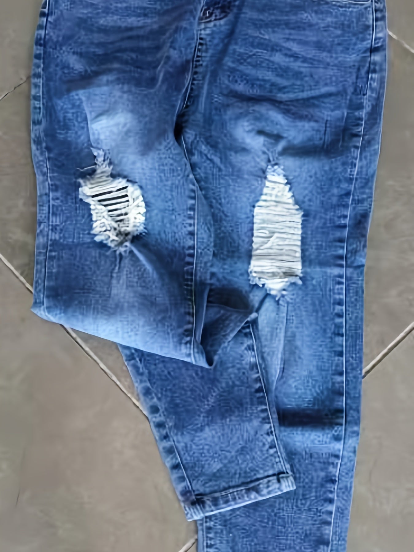Women's Plus Solid Ripped High Rise Skinny Jeans