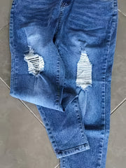 Women's Plus Solid Ripped High Rise Skinny Jeans