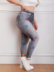 Heart Denim High Rise Leggings
